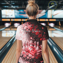 Load image into Gallery viewer, Custom Dreamy Red Roses And Butterfly Women Bowling Polo Shirt, Ladies Bowling Shirt IPHW10898
