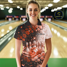 Load image into Gallery viewer, Custom Dreamy Orange Roses And Butterfly Women Bowling Polo Shirt, Ladies Bowling Shirt IPHW10900