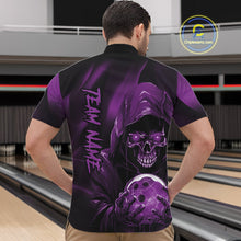 Load image into Gallery viewer, Purple Bowling Grim Reaper Custom Men Bowling Quarter-Zip Shirts Skull Bowling Team Jerseys IPHW10699