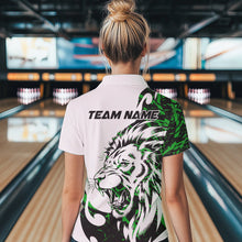 Load image into Gallery viewer, Custom Green Camo Lion Bowling Team Quarter-Zip Shirts For Women, Lion Bowling League Shirt IPHW8857