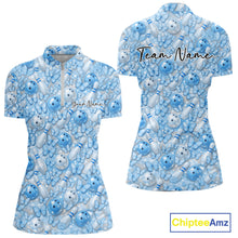 Load image into Gallery viewer, Custom Purple Butterfly Bowling Women Quarter-Zip Shirt, Ladies Bowlers Outfit IPHW10933