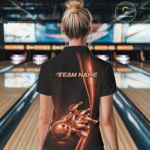 Load image into Gallery viewer, Custom Black And Orange Bowling Women Quarter-Zip Shirt, Bowling Team Tournament Shirt IPHW11248