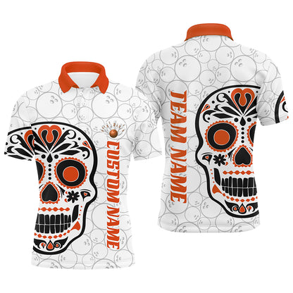 Custom Multi-Color Sugar Skull Tattoo Bowling Shirts For Men And Women, Custom Bowling Tournament Team Shirts IPHW6604