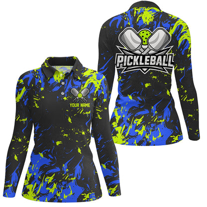 Green And Blue Custom Pickleball Team Shirts, Custom Pickleball Polo Shirts For Women IPHW6917