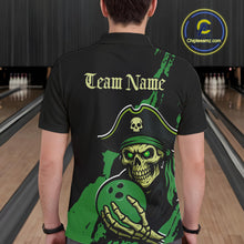 Load image into Gallery viewer, Custom Black And Green Pirate Bowling Men Polo Shirt, Pirate Bowling Team Jerseys IPHW10711