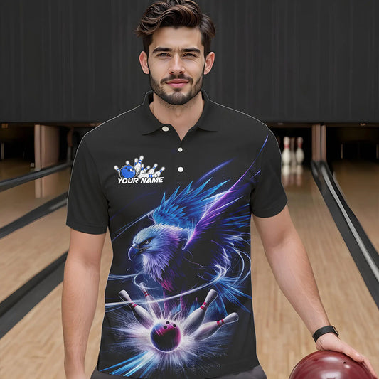 Custom Eagle Bowling Team Polo Shirts For Men, Eagle Bowling Tournament Shirt Bowler Outfit IPHW8560