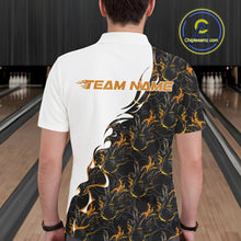 Load image into Gallery viewer, Custom Yellow Flame Bowling Men Polo Team Shirt, Bowling League Shirt Bowlers Outfit IPHW11271