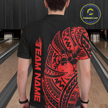 Load image into Gallery viewer, Custom Black And Red Polynesian Tribal Bowling Men Shirt, Maori Bowling League Shirt IPHW10971