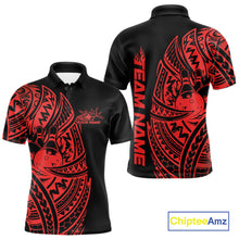 Load image into Gallery viewer, Custom Black And Red Polynesian Tribal Bowling Men Shirt, Maori Bowling League Shirt IPHW10971