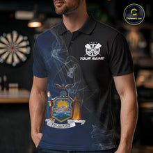 Load image into Gallery viewer, Custom Smoke Flame New York Flag Patriotic Darts Shirt For Men, Dart League Team Jerseys IPHW10742