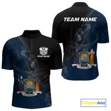 Load image into Gallery viewer, Custom Smoke Flame New York Flag Patriotic Darts Shirt For Men, Dart League Team Jerseys IPHW10742
