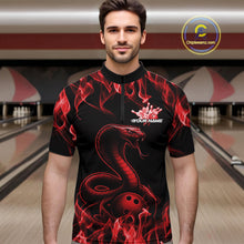 Load image into Gallery viewer, Custom Black And Red Flame Cobra Snake Bowling Men Shirts, Bowling League Shirt IPHW10765