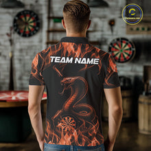 Load image into Gallery viewer, Custom Black And Orange Flame Cobra Snake Dart Men Shirts, Dart League Shirt IPHW10771