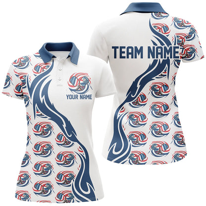 Custom American Flag Patriotic Pickleball Polo Shirts For Women, Us Flag Pickleball Jerseys IPHW6937