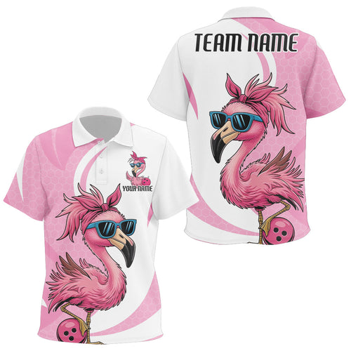 Cute Slay Pink Flamingo Custom Funny Bowling Kid Polo Shirt, Flamingo Bowling Team Outfits IPHW7735