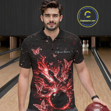 Load image into Gallery viewer, Custom Red Galaxy Butterfly Bowling Men Polo Shirt, Flame Bowling Team Jerseys IPHW11008