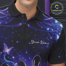 Load image into Gallery viewer, Custom Dreamy Blue And Purple Butterfly Men Bowling Polo Shirt, Bowling Team Outfit IPHW11016