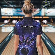 Load image into Gallery viewer, Custom Dreamy Blue And Purple Butterfly Women Bowling Polo Shirt, Bowling Team Outfit IPHW11016
