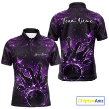Load image into Gallery viewer, Custom Dreamy Purple Butterfly Men Bowling Polo Shirt, Bowling Team Outfit IPHW11020