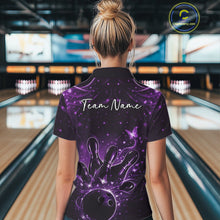 Load image into Gallery viewer, Custom Dreamy Purple Butterfly Women Bowling Quarter-Zip Shirt, Bowling Team Outfit IPHW11020