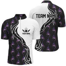 Load image into Gallery viewer, Purple Flame Bowling Ball Men'S Bowling Polo Shirt, Custom Bowling Jerseys With Team Name IPHW6947