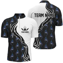 Load image into Gallery viewer, Blue Flame Bowling Ball Men'S Bowling Polo Shirt, Custom Bowling Jerseys With Team Name IPHW6948