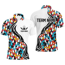Load image into Gallery viewer, Colorful Bowling Pins Custom Bowling Polo Shirts For Men, Flame Bowling Outfits For Bowlers IPHW6951
