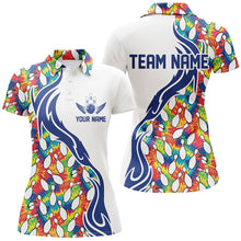 Load image into Gallery viewer, Colorful Tie Dye Bowling Pins Custom Bowling Shirts For Women, Flame Bowling Jerseys IPHW6952