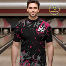 Load image into Gallery viewer, Custom Black And Pink Splatter Camo Bowling Team Quarter-Zip Shirts For Men IPHW10797