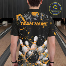 Load image into Gallery viewer, Custom Black And Yellow Splatter Camo Bowling Team Polo Shirts For Men IPHW10800