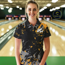 Load image into Gallery viewer, Custom Black And Yellow Splatter Camo Bowling Team Polo Shirts For Women IPHW10800