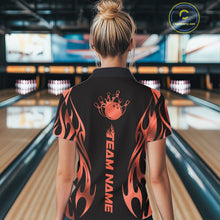Load image into Gallery viewer, Custom Ember Red Tribal Flame Women Bowling Quarter-Zip Shirt, Bowling Tournament Shirt IPHW11289