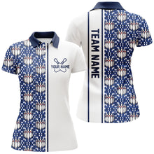 Load image into Gallery viewer, Blue Argyle Custom Bowling Polo Shirts For Women, Custom Bowling Uniforms IPHW6964