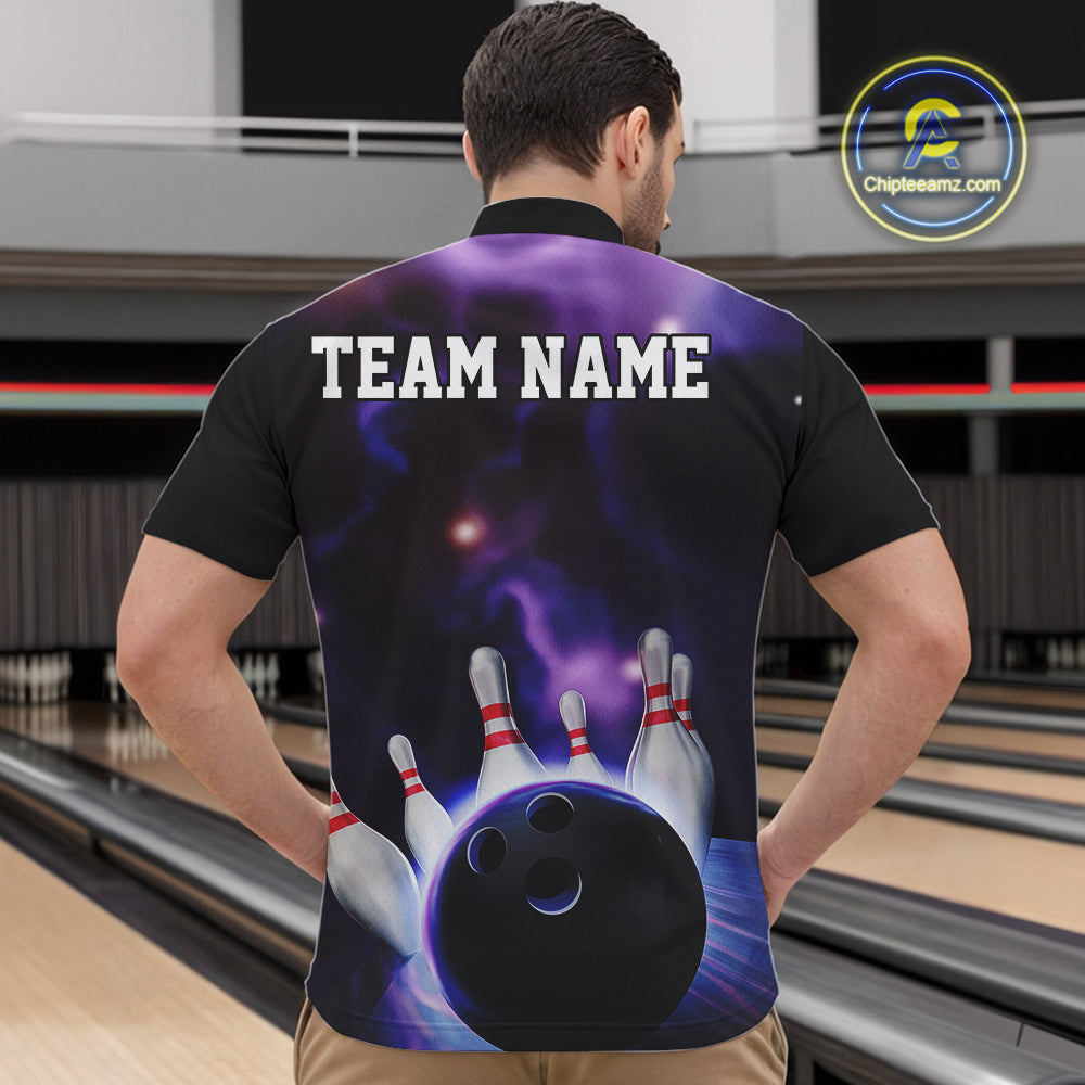 Custom Galaxy Bowling Quarter-Zip Shirts For Men, Cosmic Bowling Team Jerseys IPHW9503