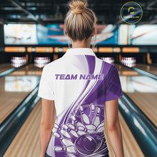Load image into Gallery viewer, Custom White And Purple Classic Retro Style Women Polo Bowling Tournament Shirt IPHW11325