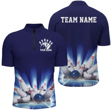 Load image into Gallery viewer, Navy Blue Custom Bowling Team Shirts For Men, Striking Bowling League Shirt Bowling Team Uniform IPHW7520