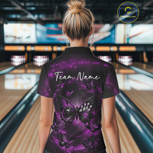 Load image into Gallery viewer, Custom Black And Purple Galaxy Butterfly Bowling Women Quarter-Zip Shirt, Bowlers Outfit IPHW11053