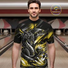Load image into Gallery viewer, Personalized Black And Yellow Dragon Bowling Team Jerseys, Dragon Bowling Quarter-Zip Shirt IPHW10302