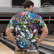 Load image into Gallery viewer, Custom Funny Graffity Bowling Quarter-Zip Shirts For Men, Bowling Team Shirt IPHW9381