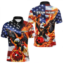 Load image into Gallery viewer, Custom USA Eagle Bowling Polo Shirts For Men, Patriotic Bowling League Shirt IPHW8451