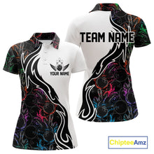 Load image into Gallery viewer, Custom Colorful Flame Bowling Team Shirts, Bowling League Shirt Women Bowling Jersey IPHW10548