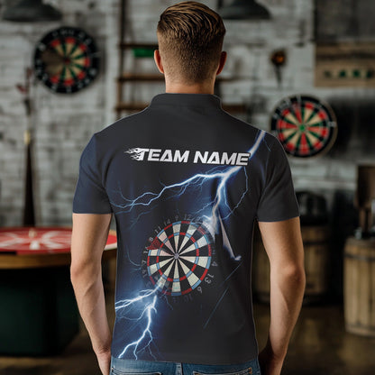 Blue Thunder Lightning Dartboard Custom Dart Polo Shirts For Men, Dart Team League Shirt IPHW8486