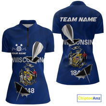 Load image into Gallery viewer, Custom Wisconsin State Flag Silver Dart Steel Tip Dart Women Shirt, Dart Team Jerseys IPHW10560