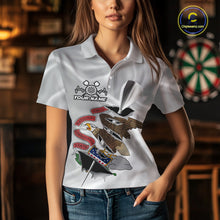 Load image into Gallery viewer, Custom Illinois State Flag Silver Dart Steel Tip Dart Women Polo Shirt, Dart Team Jerseys IPHW10565