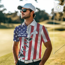 Load image into Gallery viewer, Custom US Flag Golf Club Patriotic Golf Team Shirt For Men, American Golfer Outfits IPHW10579