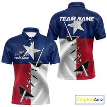 Load image into Gallery viewer, Custom Texas State Flag Silver Billiard Cue Patriotic Billiard 8 Ball Shirts For Men IPHW10587