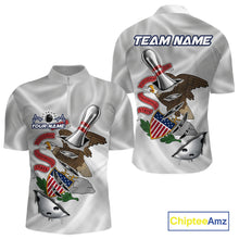 Load image into Gallery viewer, Custom Illinois State Flag Silver Bowling Ball And Pin Patriotic Bowling Shirts For Men IPHW10591
