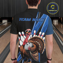 Load image into Gallery viewer, Black And Blue Custom Funny Turkey Bowling Men Shirts, Bowling League Team Shirt IPHW10804