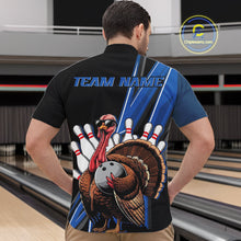 Load image into Gallery viewer, Black And Blue Custom Funny Turkey Bowling Men Shirts, Bowling League Team Shirt IPHW10804