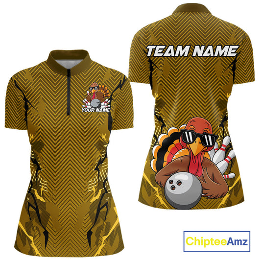 Yellow Custom Funny Turkey Bowling Jerseys, Bowling Team League Shirt Women Outfit IPHW10810